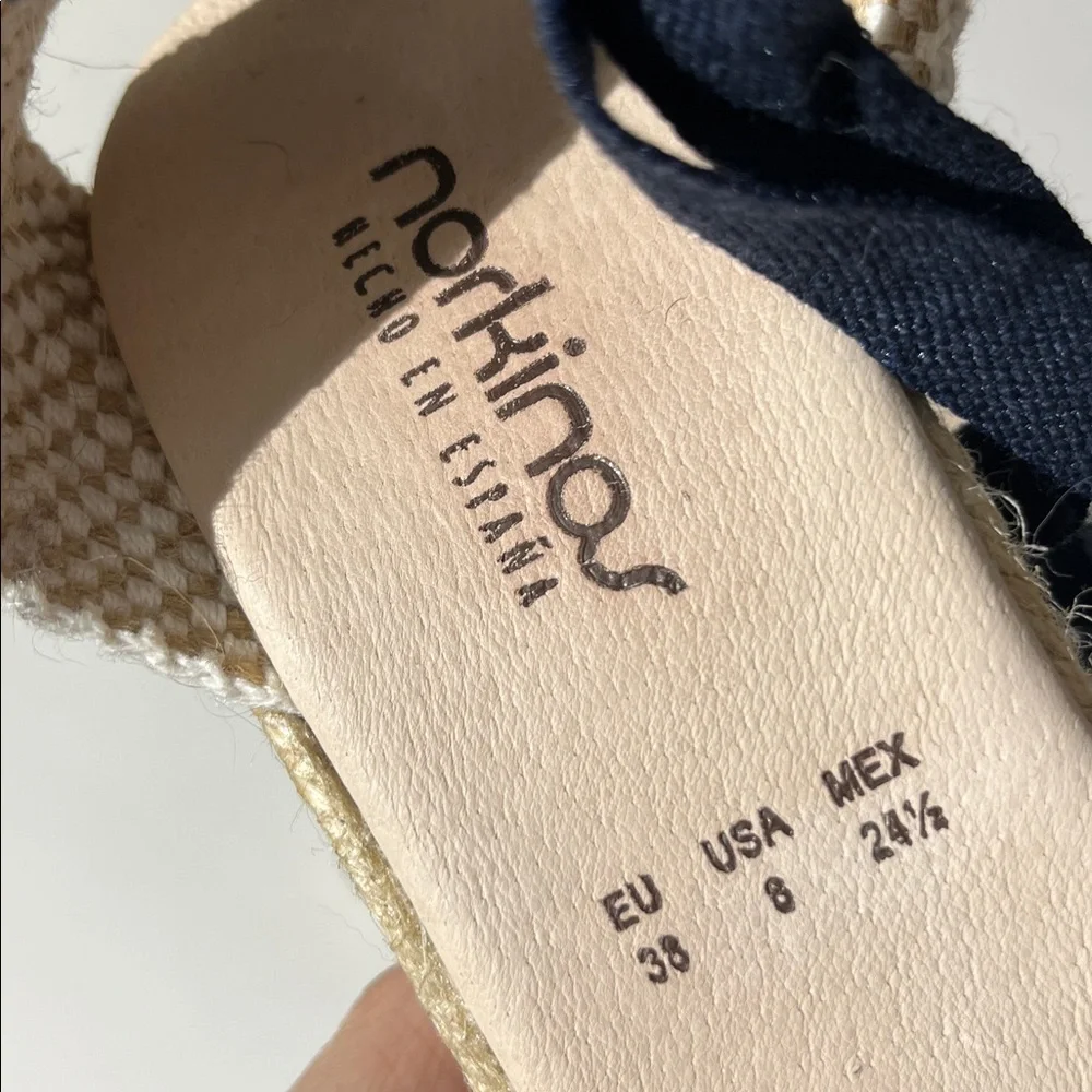 Norkinas Made in Spain Navy Blue Espadrilles Sandals Shoes sz 8 NEW! summer